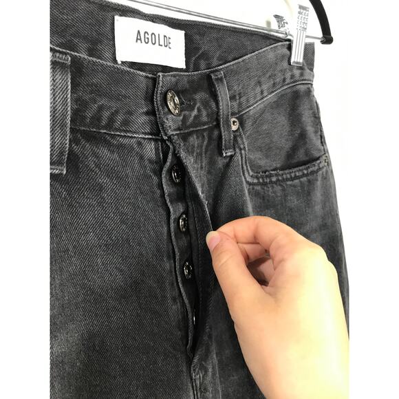 Agolde Lana Jean Mid Rise Vintage Straight Distressed Black Disorder Capsule - Picture 4 of 12